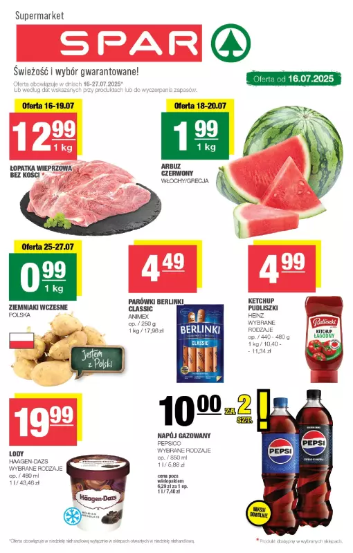 SPAR - gazetka promocyjna Gazetka Spar od środy 16.07 do niedzieli 27.07