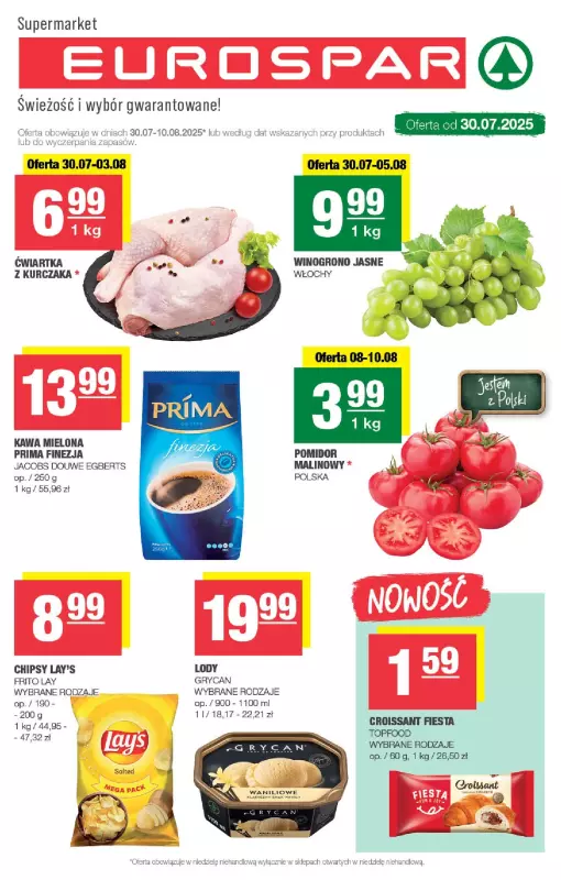 SPAR - gazetka promocyjna Gazetka Eurospar od środy 30.07 do niedzieli 10.08
