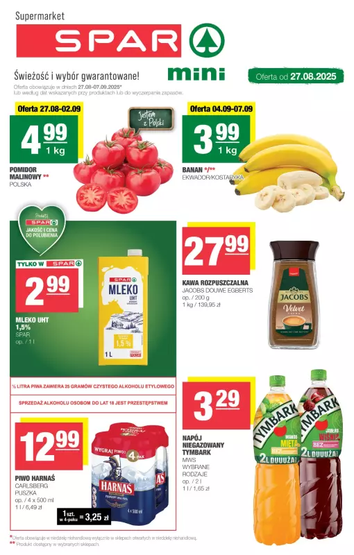 SPAR - gazetka promocyjna Gazetka Spar Mini od środy 27.08 do niedzieli 07.09