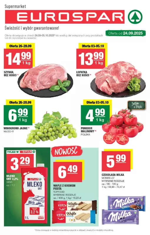 SPAR - gazetka promocyjna Gazetka Eurospar od środy 24.09 do niedzieli 05.10