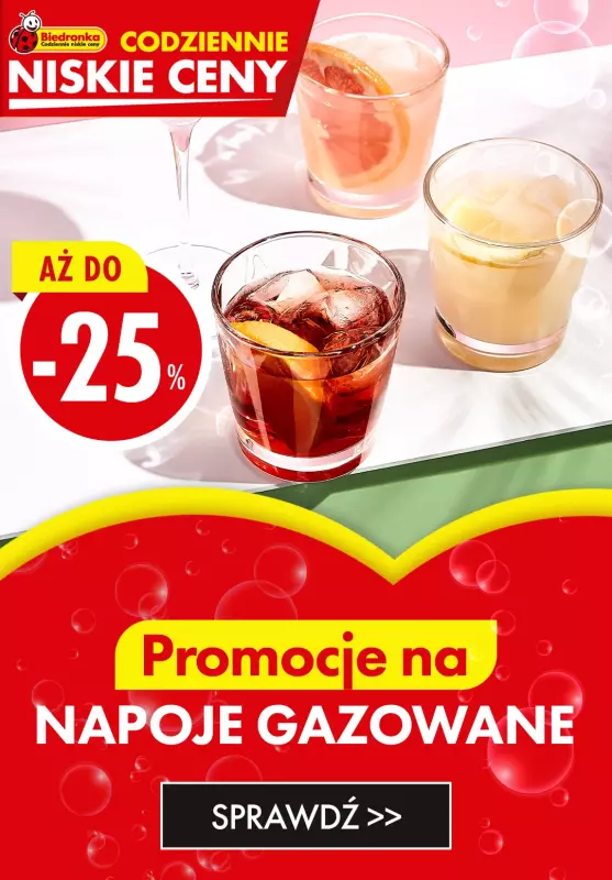 Biedronka - gazetka promocyjna Promocje na NAPOJE GAZOWANE do -25%  