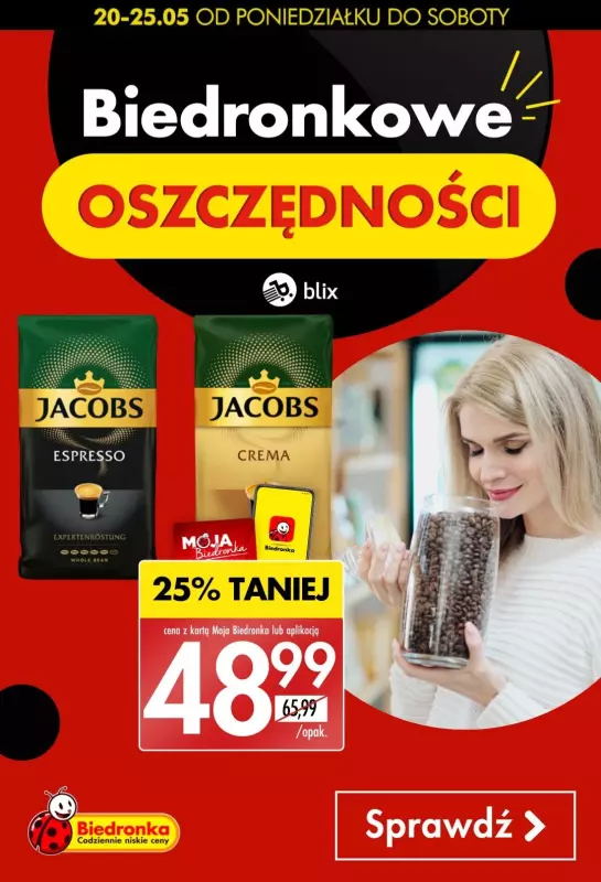Biedronka - gazetka promocyjna Biedronkowe oszczędności: kawa ziarnista w super cenie! od poniedziałku 20.05 do soboty 25.05