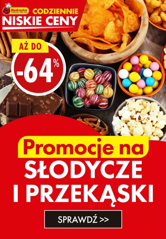 Biedronka - gazetka promocyjna Do -64% SŁODYCZE i PRZEKĄSKI od poniedziałku 27.05 do soboty 01.06