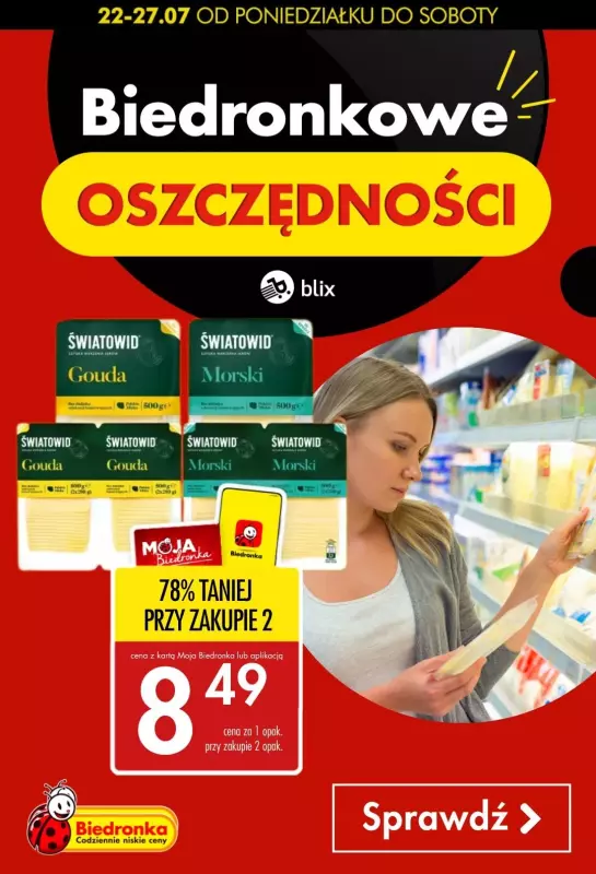 Biedronka - gazetka promocyjna Biedronkowe oszczędności od poniedziałku 22.07 do soboty 27.07