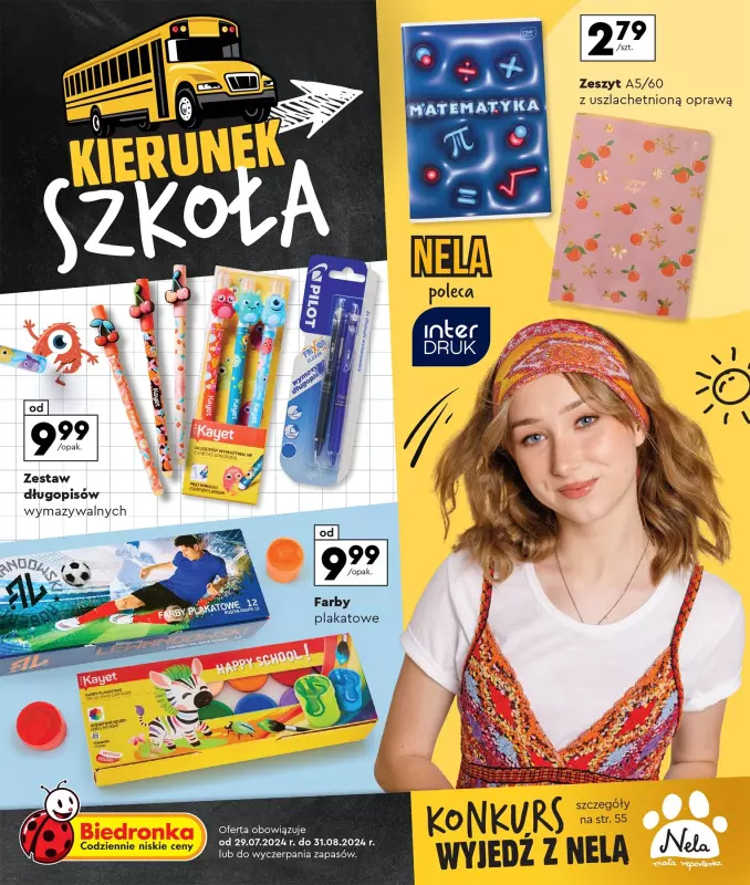 Biedronka - gazetka promocyjna Kierunek szkoła od poniedziałku 29.07 do soboty 31.08