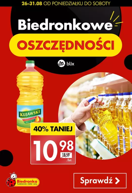 Biedronka - gazetka promocyjna Biedronkowe oszczędności od poniedziałku 26.08 do soboty 31.08