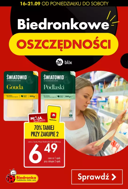 Biedronka - gazetka promocyjna Biedronkowe oszczędności od poniedziałku 16.09 do soboty 21.09