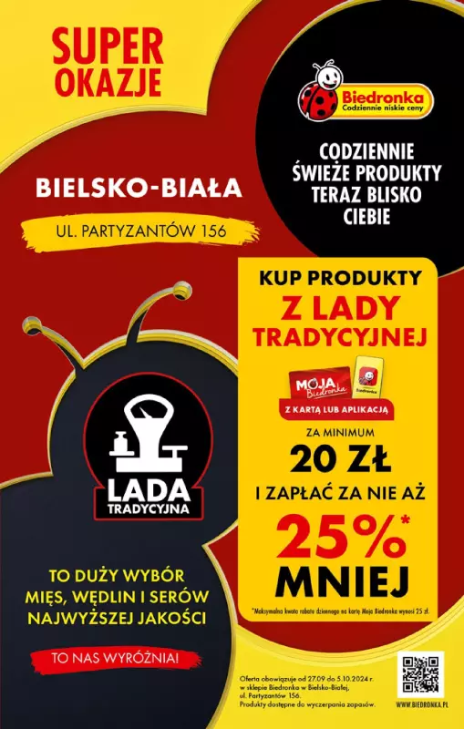 Biedronka - gazetka promocyjna SUPER OKAZJE! BIELSKO - BIAŁA ul. Partyzantów 156 od piątku 27.09 do soboty 05.10