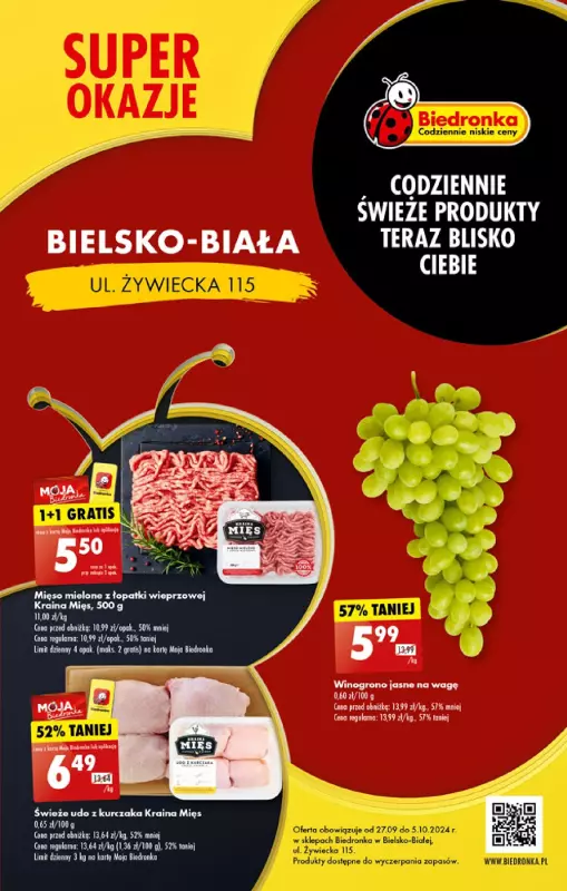 Biedronka - gazetka promocyjna SUPER OKAZJE! BIELSKO - BIAŁA ul. Żywiecka 115 od piątku 27.09 do soboty 05.10