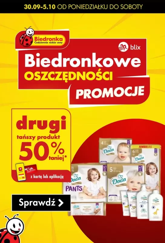 Biedronka - gazetka promocyjna Biedronkowe oszczędności od poniedziałku 30.09 do soboty 05.10