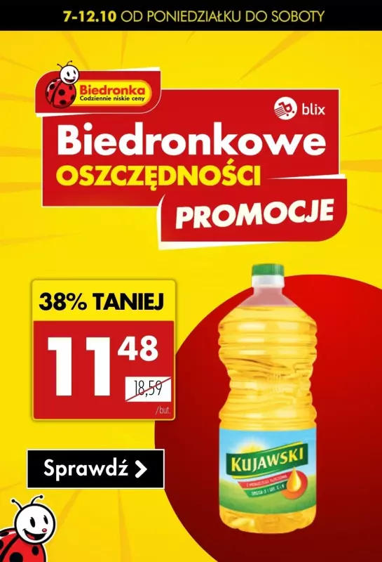 Biedronka - gazetka promocyjna Biedronkowe oszczędności od poniedziałku 07.10 do soboty 12.10