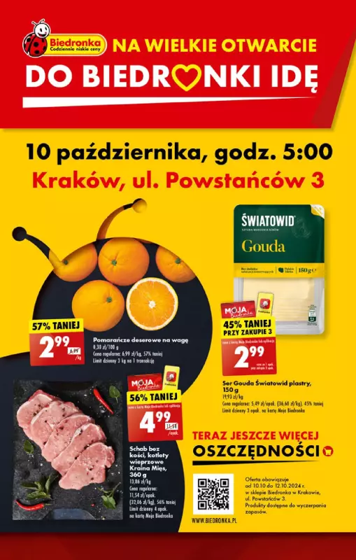 Biedronka - gazetka promocyjna WIELKIE OTWARCIE! KRAKÓW, Powstańców 3 od czwartku 10.10 do soboty 12.10