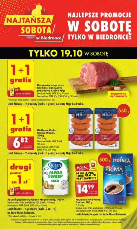 Biedronka - gazetka promocyjna Najtańsza sobota od soboty 19.10 do soboty 19.10