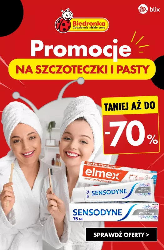 Biedronka - gazetka promocyjna Promocje na PASTY I SZCZOTECZKI DO ZĘBÓW do -70% od poniedziałku 21.10 do soboty 26.10