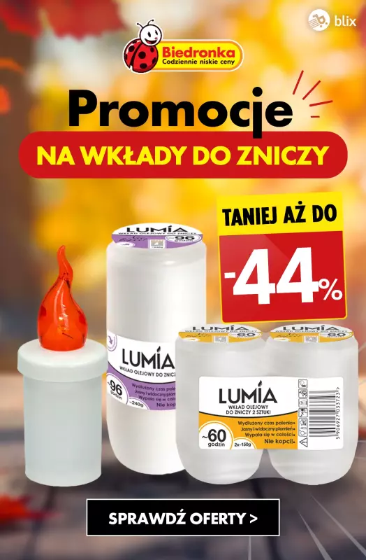 Biedronka - gazetka promocyjna Wkłady do zniczy do -44% od czwartku 24.10 do soboty 26.10