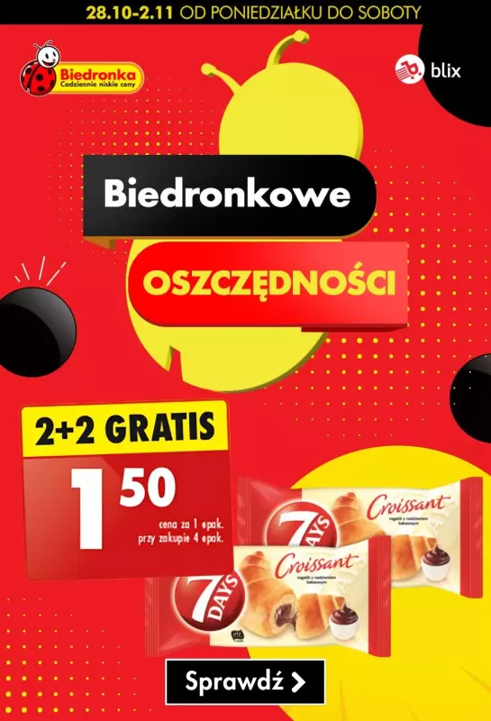 Biedronka - gazetka promocyjna Biedronkowe oszczędności od poniedziałku 28.10 do soboty 02.11