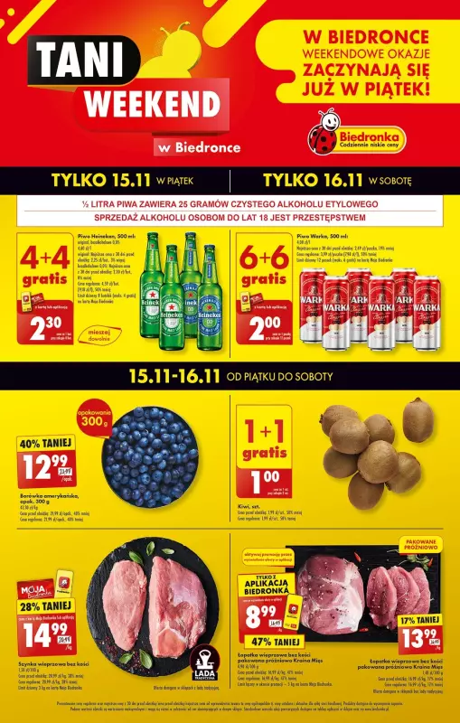 Biedronka - gazetka promocyjna Tani weekend w Biedronce od piątku 15.11 do soboty 16.11