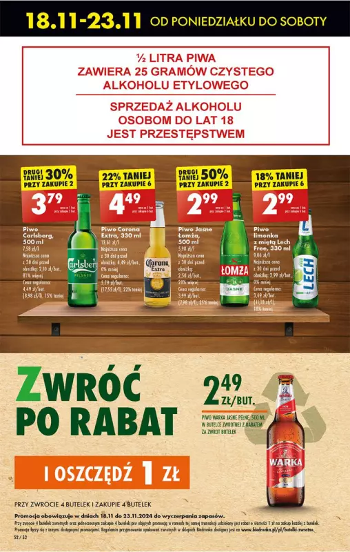 Biedronka - gazetka promocyjna Od poniedziałku, Z ladą tradycyjną od poniedziałku 18.11 do niedzieli 24.11 - strona 52