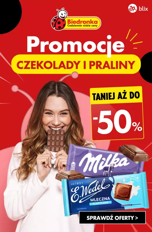 Biedronka - gazetka promocyjna Promocje na CZEKOLADY i PRALINY do -50% od poniedziałku 25.11 do soboty 30.11