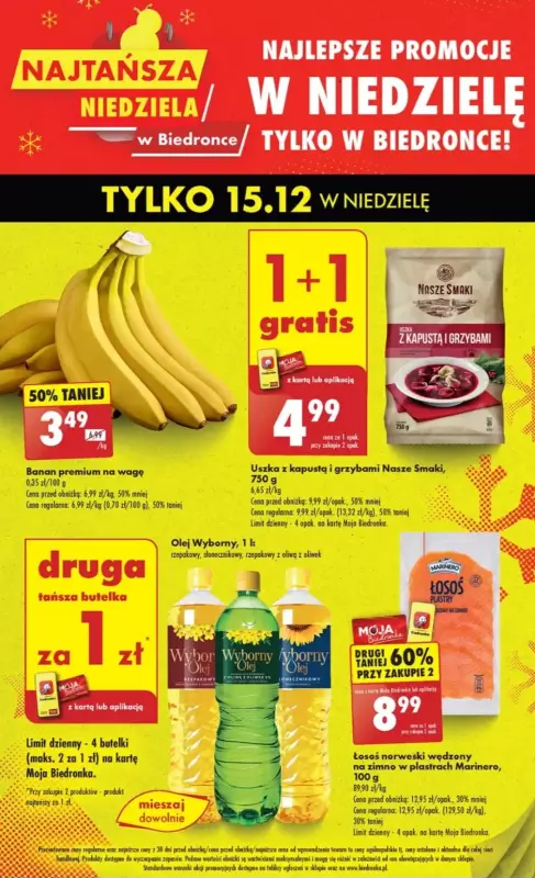 Biedronka - gazetka promocyjna Najtańsza niedziela w Biedronce od niedzieli 15.12 do niedzieli 15.12