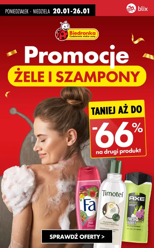 Biedronka - gazetka promocyjna ŻELE pod prysznic i SZAMPONY do -66%  