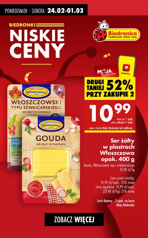 Biedronka - gazetka promocyjna Produkty na KANAPKI do -70% od poniedziałku 24.02 do soboty 01.03 - strona 7