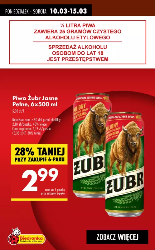 Biedronka - gazetka promocyjna Piwo W SUPERCENACH! od poniedziałku 10.03 do soboty 15.03 - strona 5