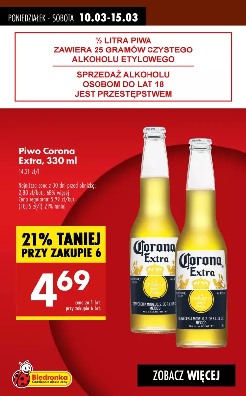 Biedronka - gazetka promocyjna Piwo W SUPERCENACH! od poniedziałku 10.03 do soboty 15.03 - strona 6