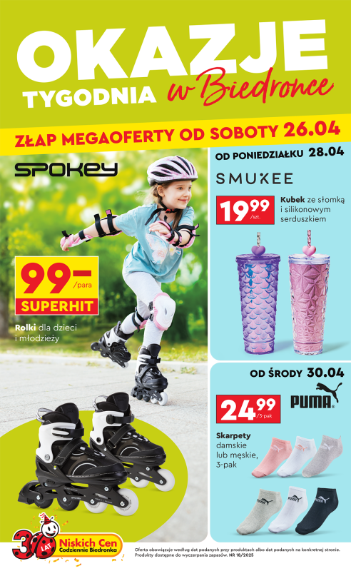 Biedronka - gazetka promocyjna Okazje tygodnia od 26.04 od soboty 26.04 do środy 14.05