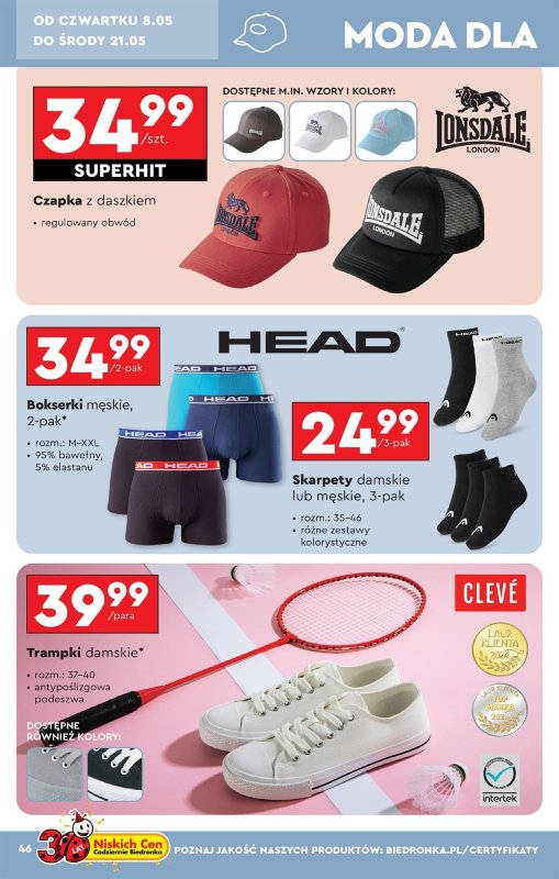 Biedronka - gazetka promocyjna Okazje tygodnia od 05.05 od poniedziałku 05.05 do środy 21.05 - strona 46