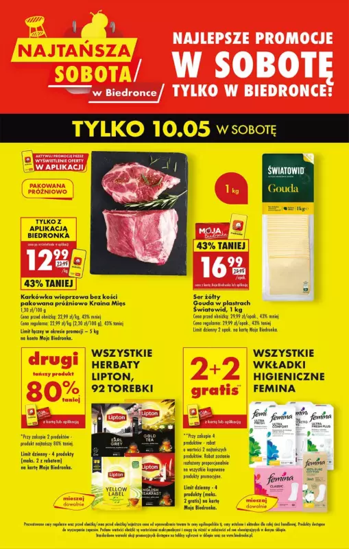 Biedronka - gazetka promocyjna Najtańsza sobota od soboty 10.05 do soboty 10.05