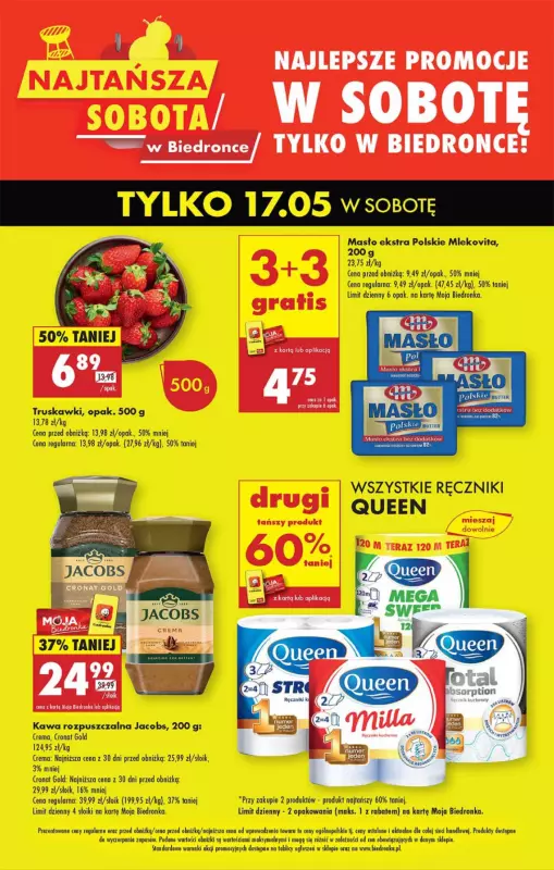 Biedronka - gazetka promocyjna Najtańsza sobota od soboty 17.05 do soboty 17.05
