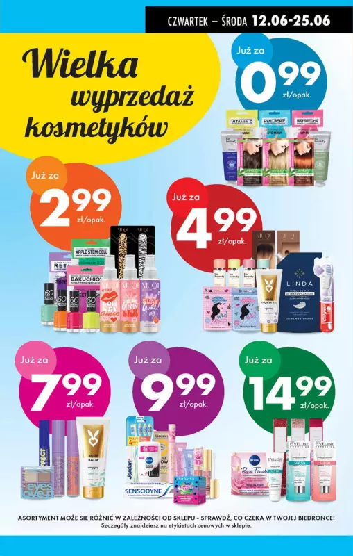 Biedronka - gazetka promocyjna Wielka wyprzedaż kosmetyków od czwartku 12.06 do środy 25.06