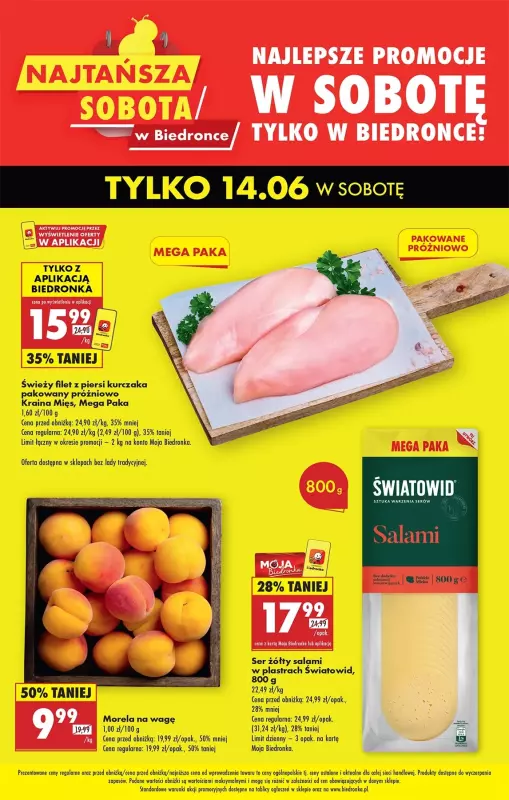 Biedronka - gazetka promocyjna Najtańsza sobota od soboty 14.06 do soboty 14.06