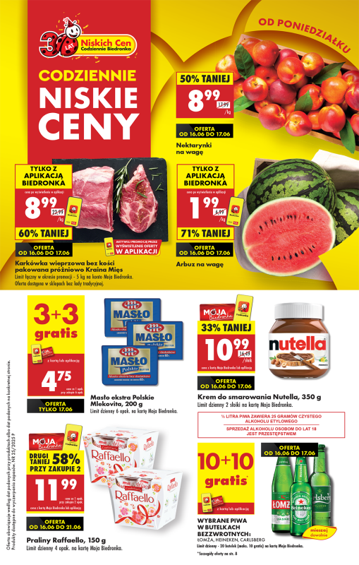 Biedronka - gazetka promocyjna Od poniedziałku od poniedziałku 16.06 do niedzieli 22.06