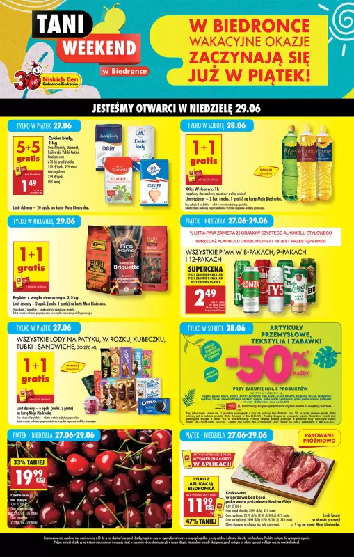 Biedronka - gazetka promocyjna Tani Weekend od piątku 27.06 do niedzieli 29.06