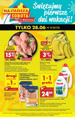 Biedronka - gazetka promocyjna Najtańsza sobota od soboty 28.06 do soboty 28.06
