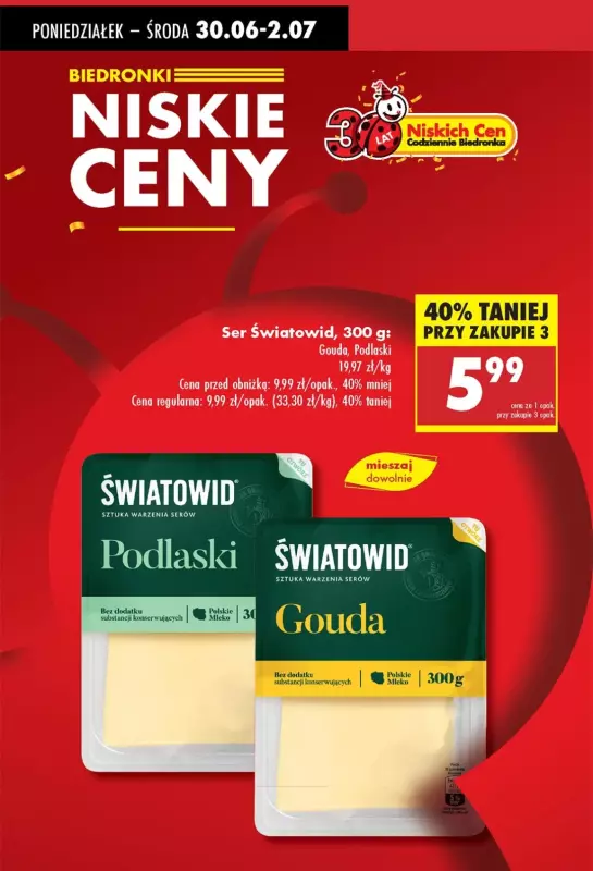 Biedronka - gazetka promocyjna Biedronkowe oszczędności od poniedziałku 30.06 do środy 02.07 - strona 7