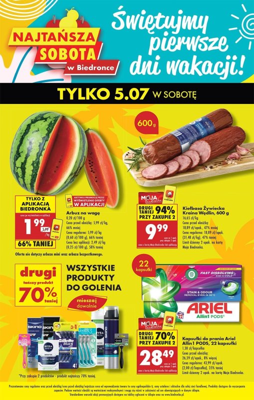 Biedronka - gazetka promocyjna Najtańsza sobota od soboty 05.07 do soboty 05.07