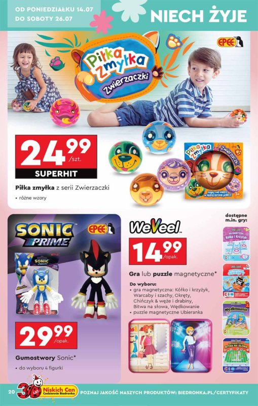 Biedronka - gazetka promocyjna Okazje tygodnia od 14.07 od poniedziałku 14.07 do środy 30.07 - strona 20