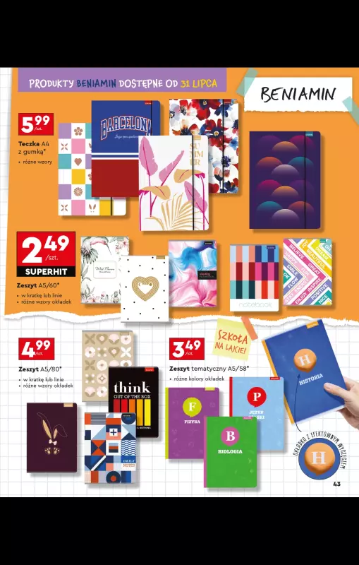 Biedronka - gazetka promocyjna Oferta Back To School - Złap zajawkę na wyprawkę!  do niedzieli 31.08 - strona 43