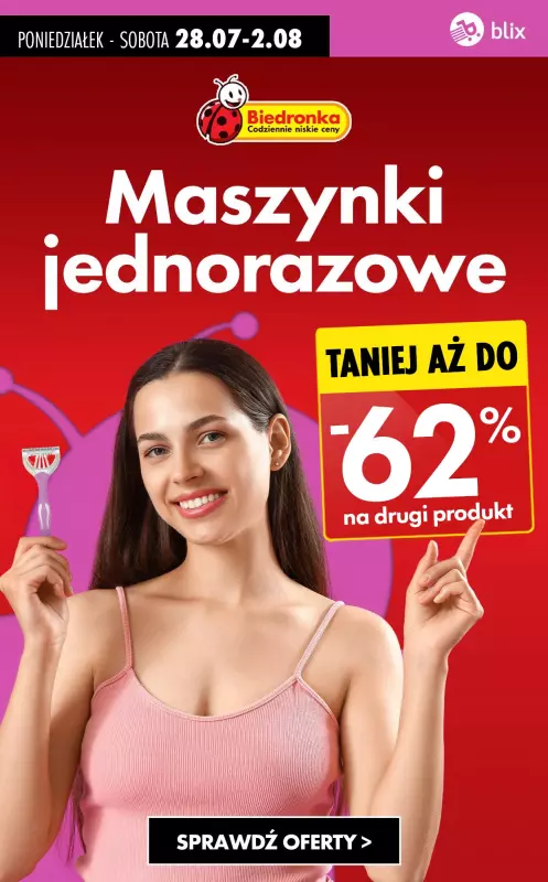 Biedronka - gazetka promocyjna Maszynki jednorazowe do golenia - zobacz promocje!  