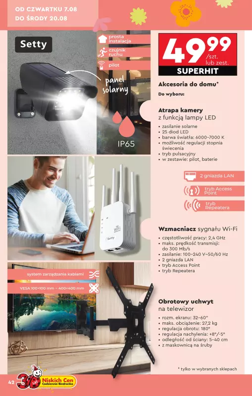Biedronka - gazetka promocyjna Okazje tygodnia od 4.08 od poniedziałku 04.08 do środy 20.08 - strona 44