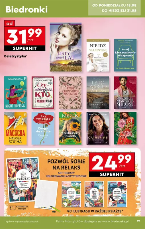 Biedronka - gazetka promocyjna Okazje tygodnia od 18.08 od poniedziałku 18.08 do środy 03.09 - strona 19