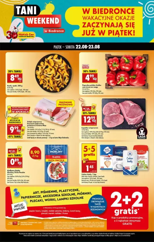 Biedronka - gazetka promocyjna Tani Weekend od piątku 22.08 do soboty 23.08