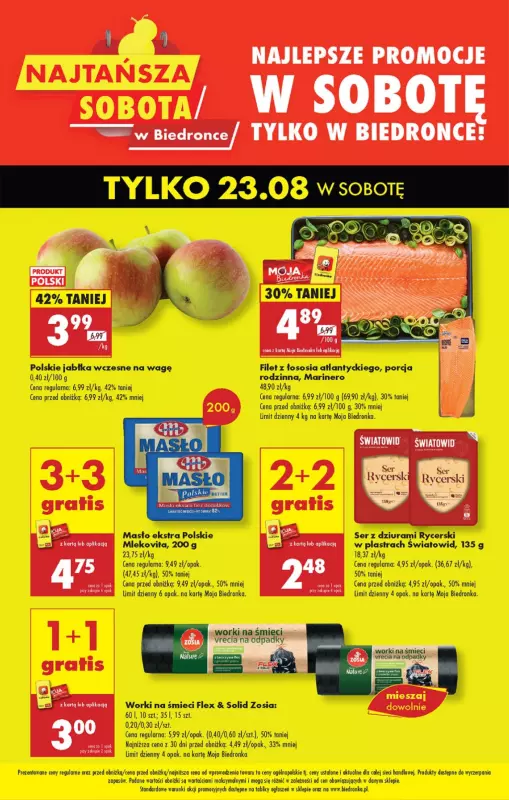 Biedronka - gazetka promocyjna Najtańsza sobota od soboty 23.08 do soboty 23.08