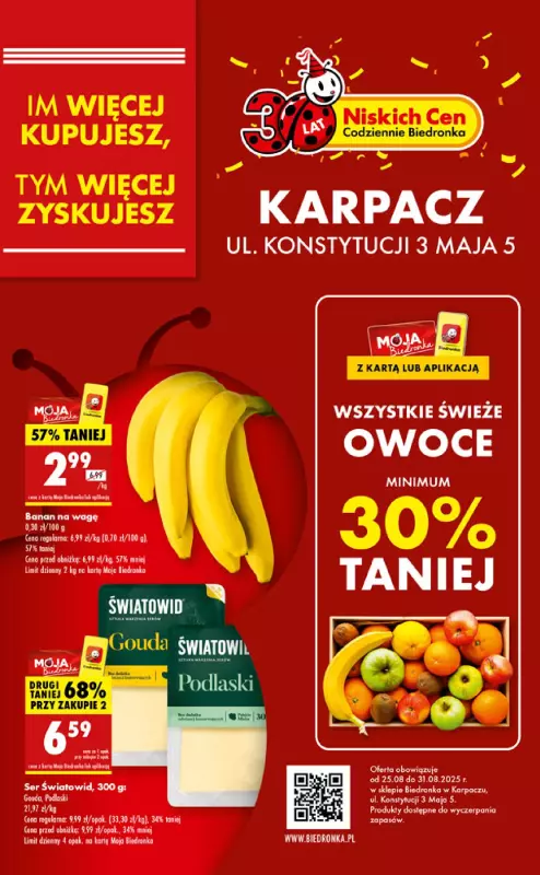 Biedronka - gazetka promocyjna TANI TYDZIEŃ W BIEDRONCE - KARPACZ, ul. Konstytucji 3 maja 5! od poniedziałku 25.08 do niedzieli 31.08