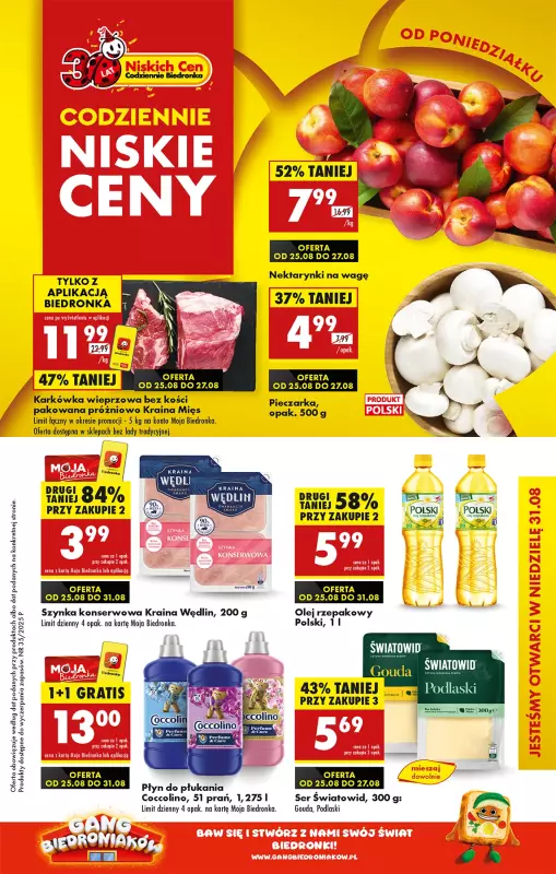 Biedronka - gazetka promocyjna Od poniedziałku od poniedziałku 25.08 do niedzieli 31.08