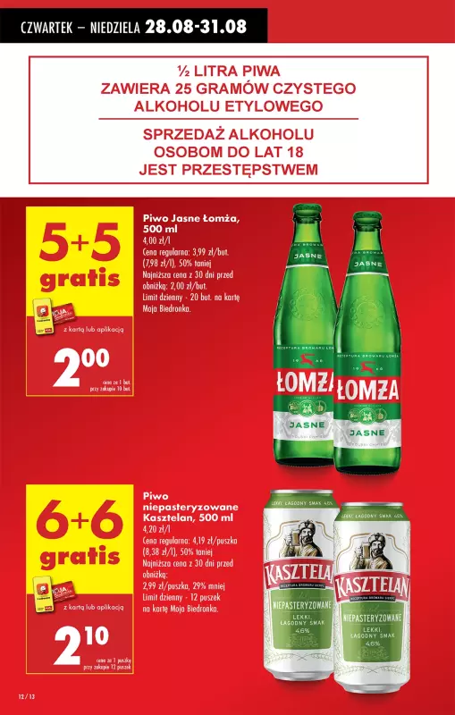 Biedronka - gazetka promocyjna Od czwartku, Z ladą tradycyjną od czwartku 28.08 do środy 03.09 - strona 12
