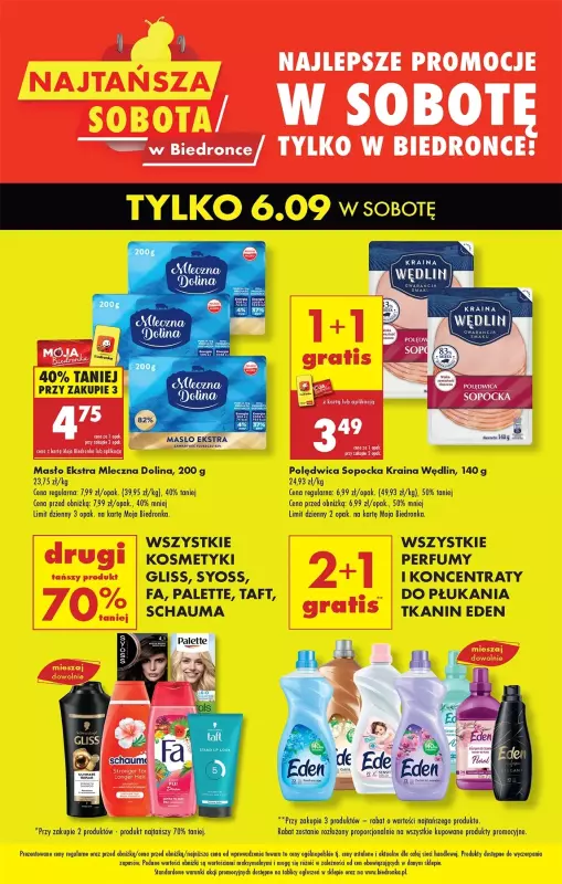 Biedronka - gazetka promocyjna Najtańsza sobota od soboty 06.09 do soboty 06.09